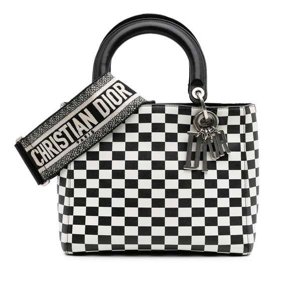 Pre-Loved Dior Medium Calfskin Checkered Lady Dior - Picture 1 of 8